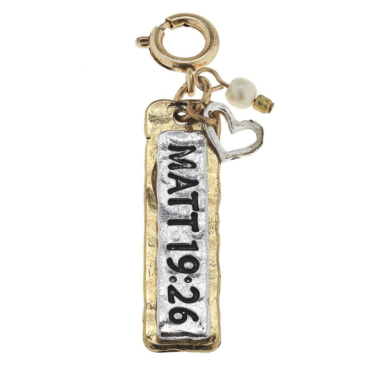 2-Tone Matt 19:26 Scripture Phrase Charm