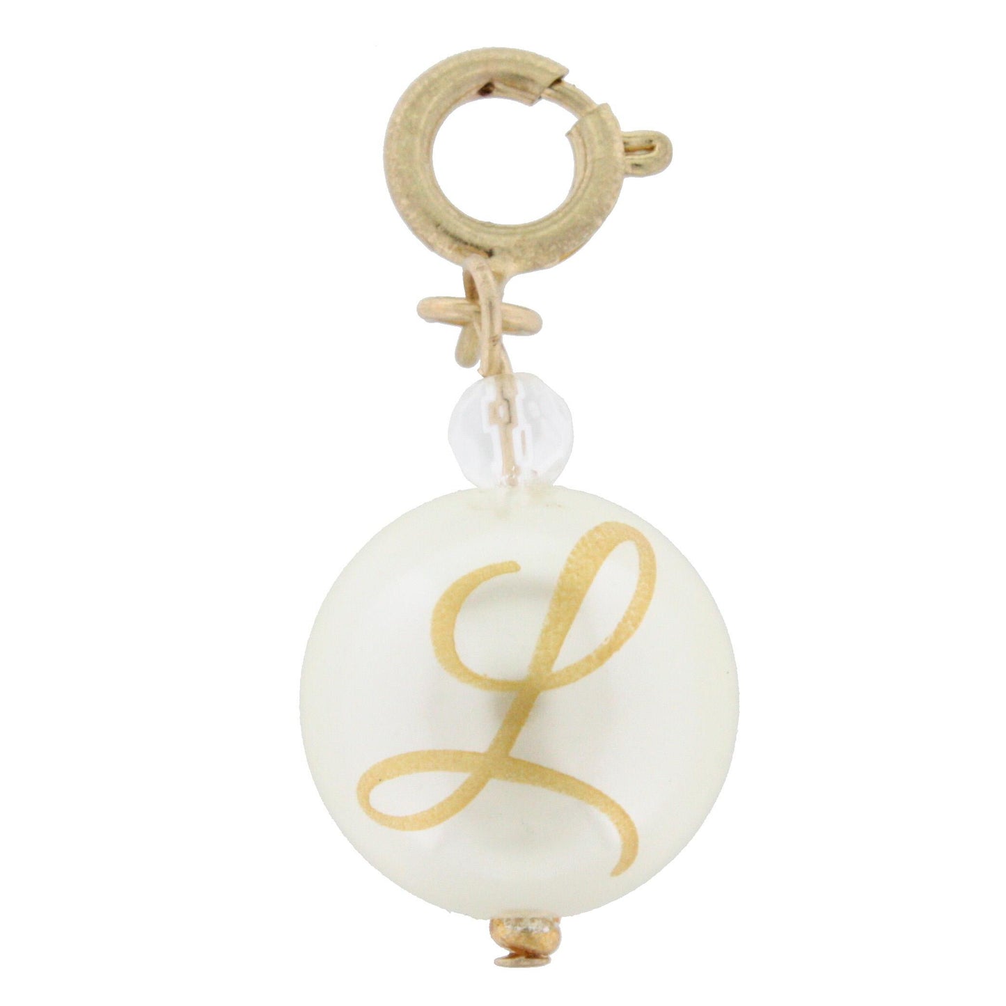 Faceted Pearl L Initial Charm