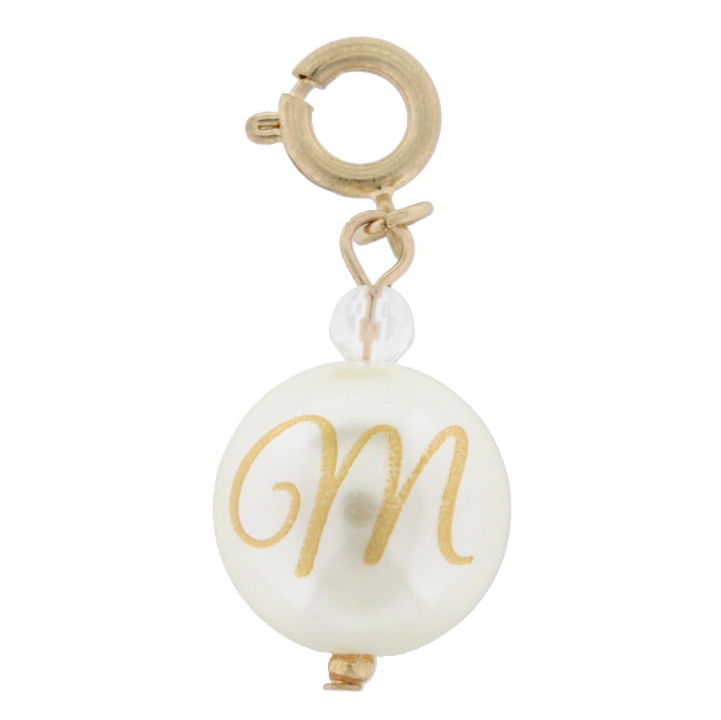 Faceted Pearl M Initial Charm