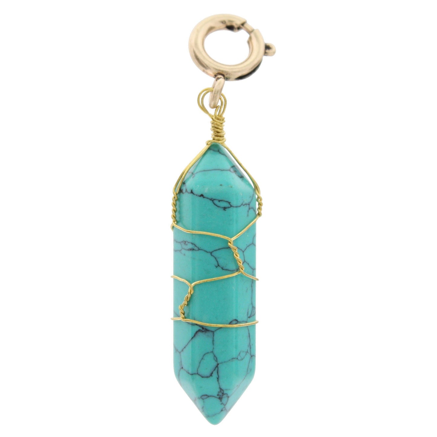 Gold Wire Wrapped Turquoise Stone Charm