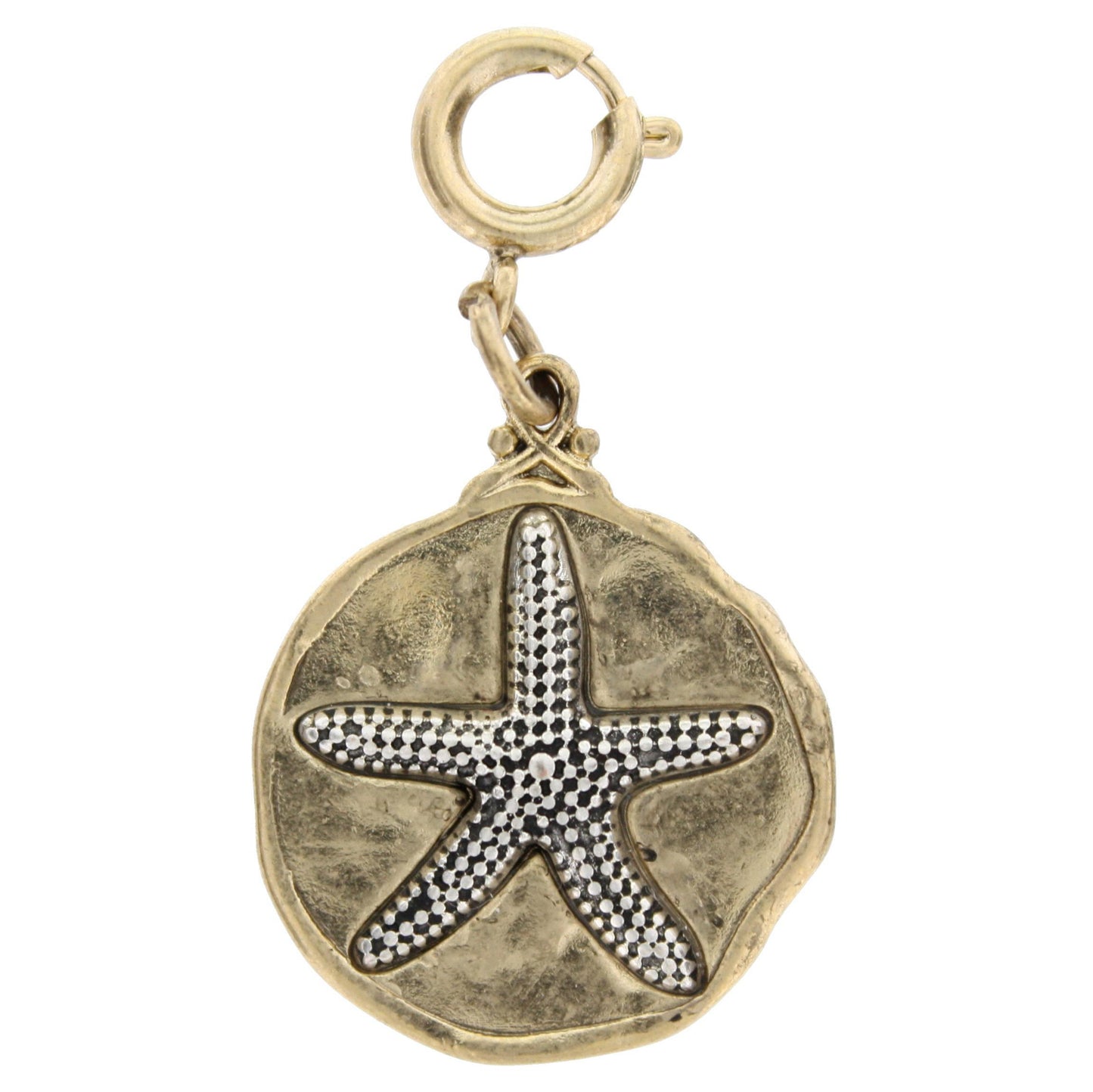 2-Tone Detailed Starfish on Gold Plate Charm