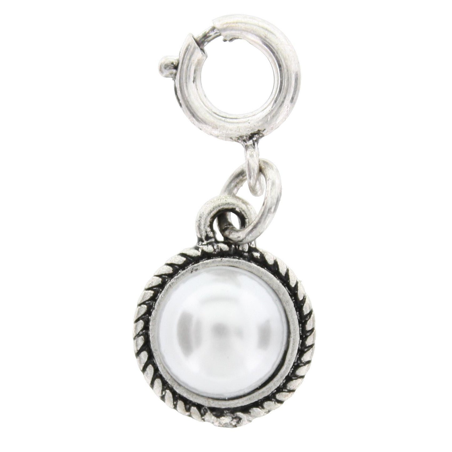 Silver Rope Pearl Cabochen Charm