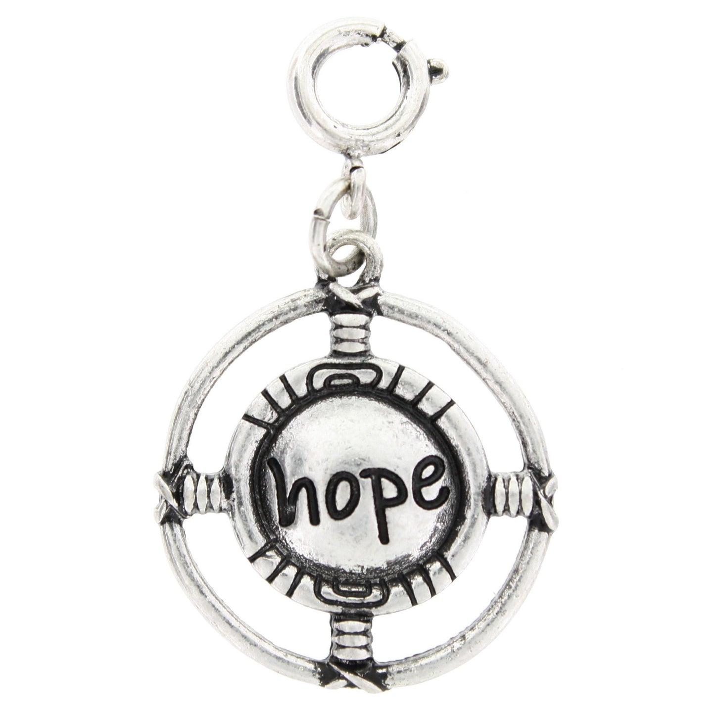 Silver "Hope" Steering Wheel Shaped Charm