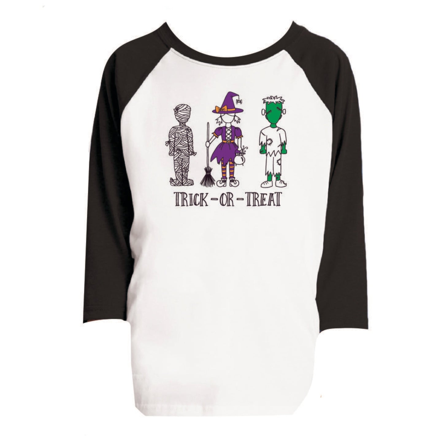 Kids Trick Or Treat 3/4 Sleeve T-Shirt L
