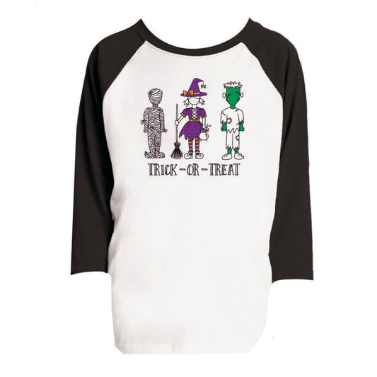 Kids Trick Or Treat 3/4 Sleeve T-Shirt XL