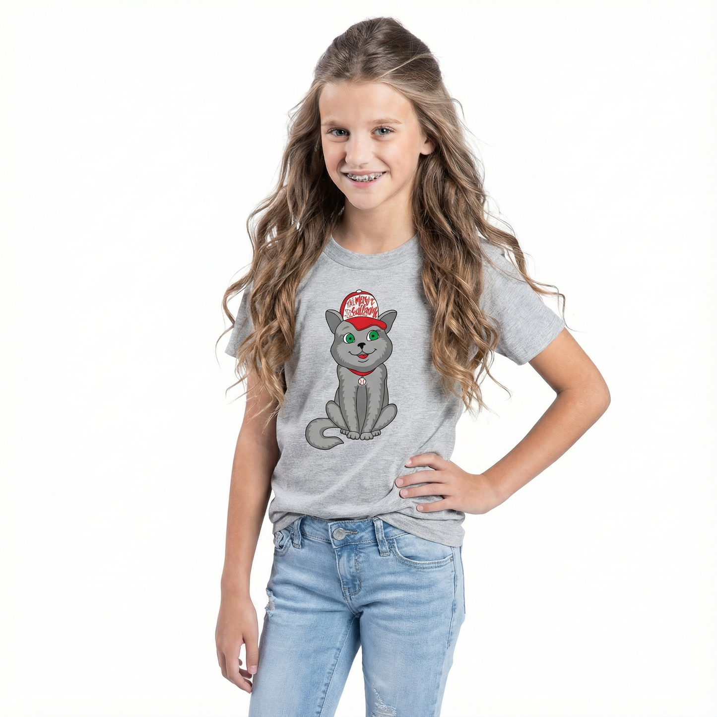 Kids Take Meow To The Ballgame Cat Baseball T-Shirt