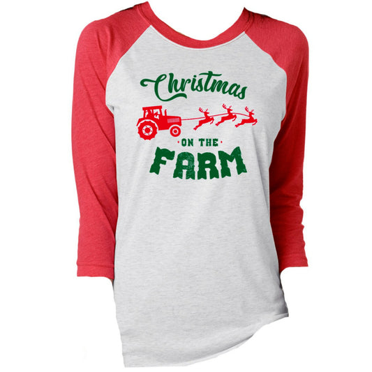 Christmas on the Farm  3/4 Sleeve T-Shirt XL