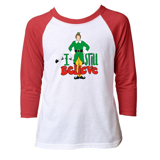 Kids I Still Believe Elf 3/4 Sleeve T-Shirt XL