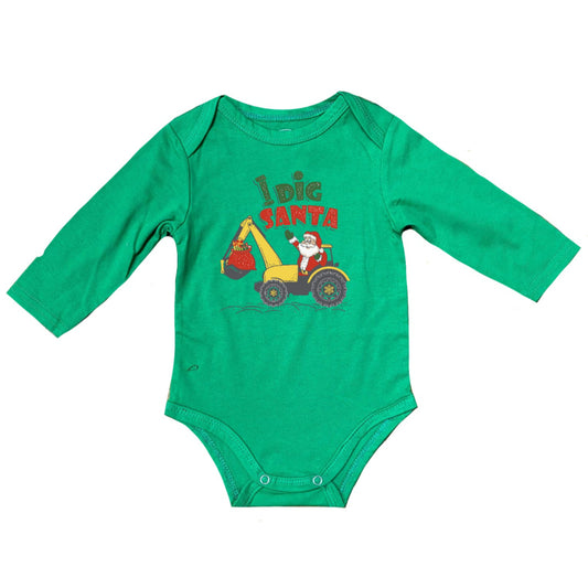 Kids I Dig Santa Long Sleeve Baby Onesie 6MO