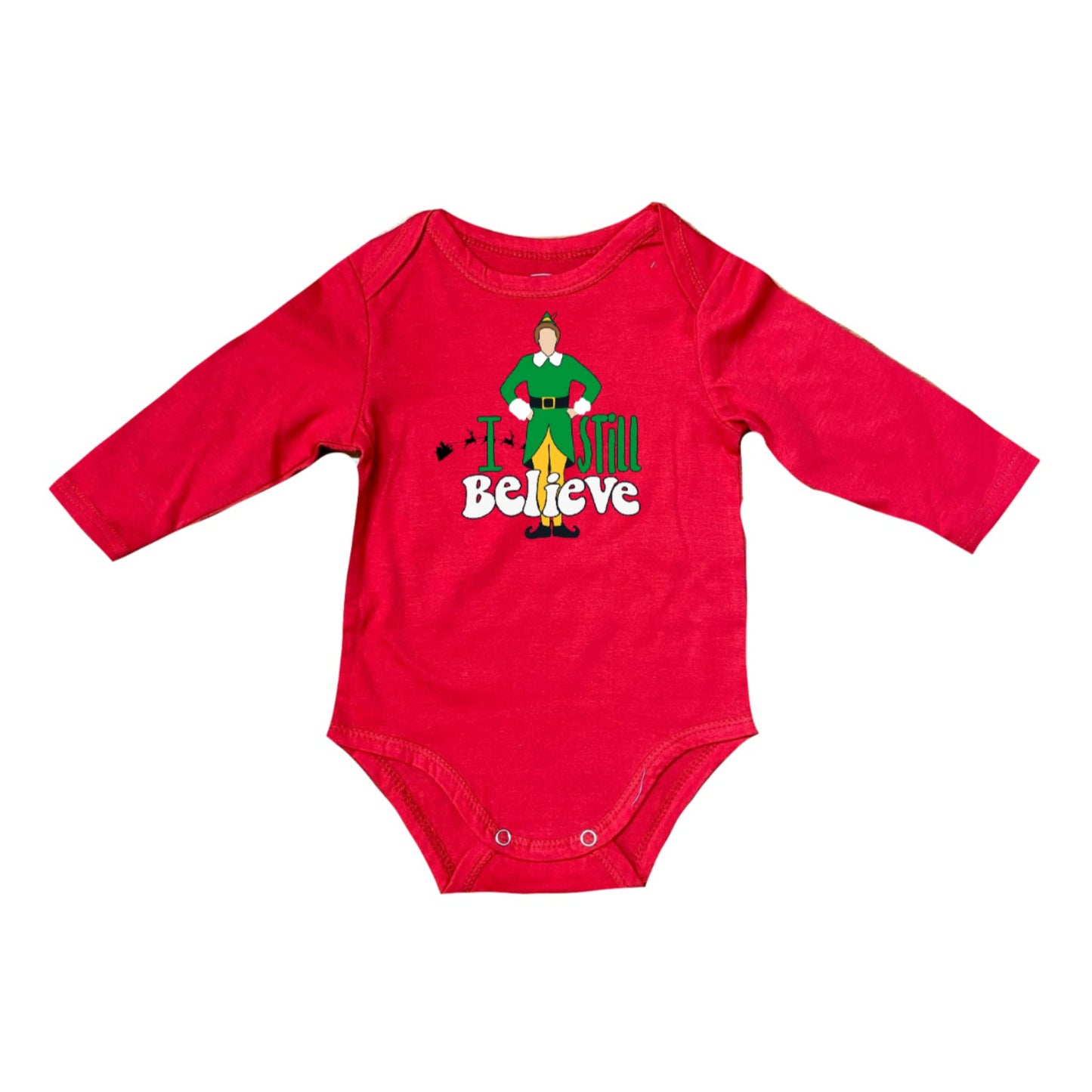 Kids I Still Believe Elf Long Sleeve Baby Onesie 18MO