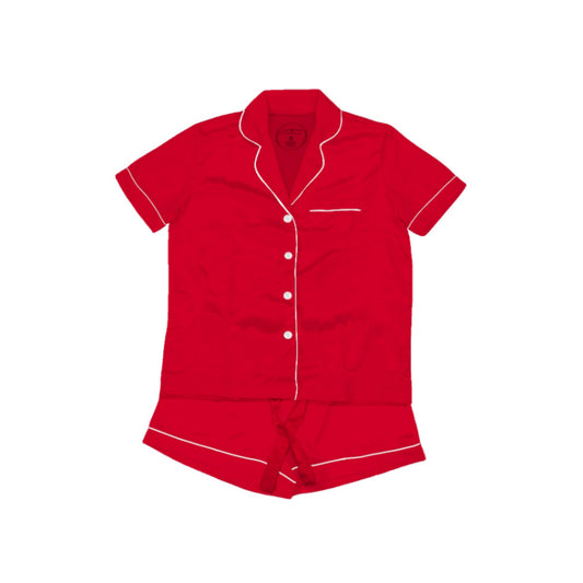 Sweet Red Satin Pajama Short Set XL