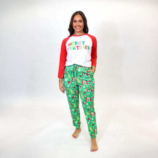 Merry Whatever Long Sleeve Jammie Jogger Pant Set