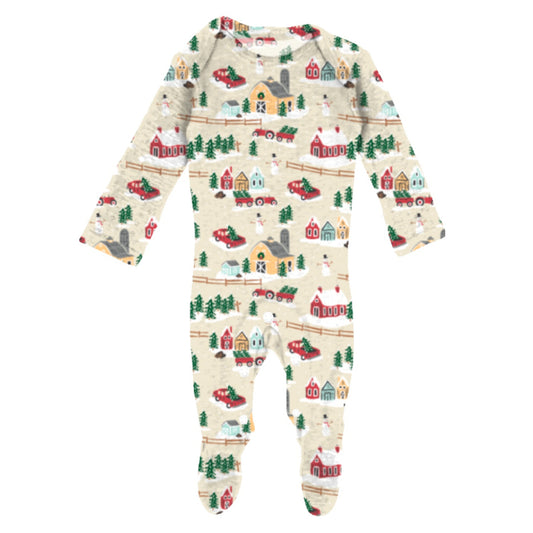 Kids Christmas on the Farm Tan Jammie Onesie 6MO