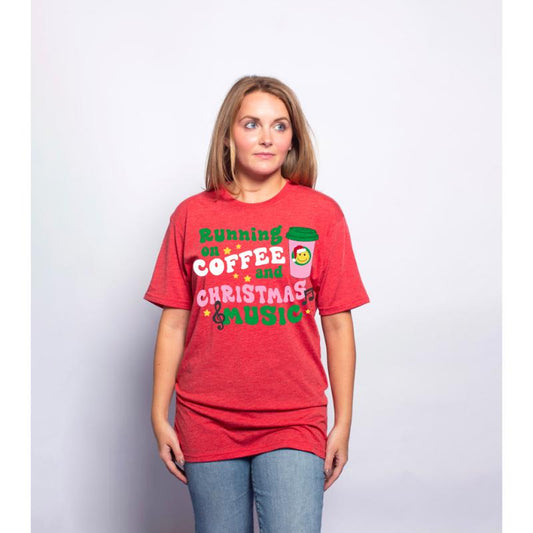 Running on Coffee and Christmas Music T-Shirt