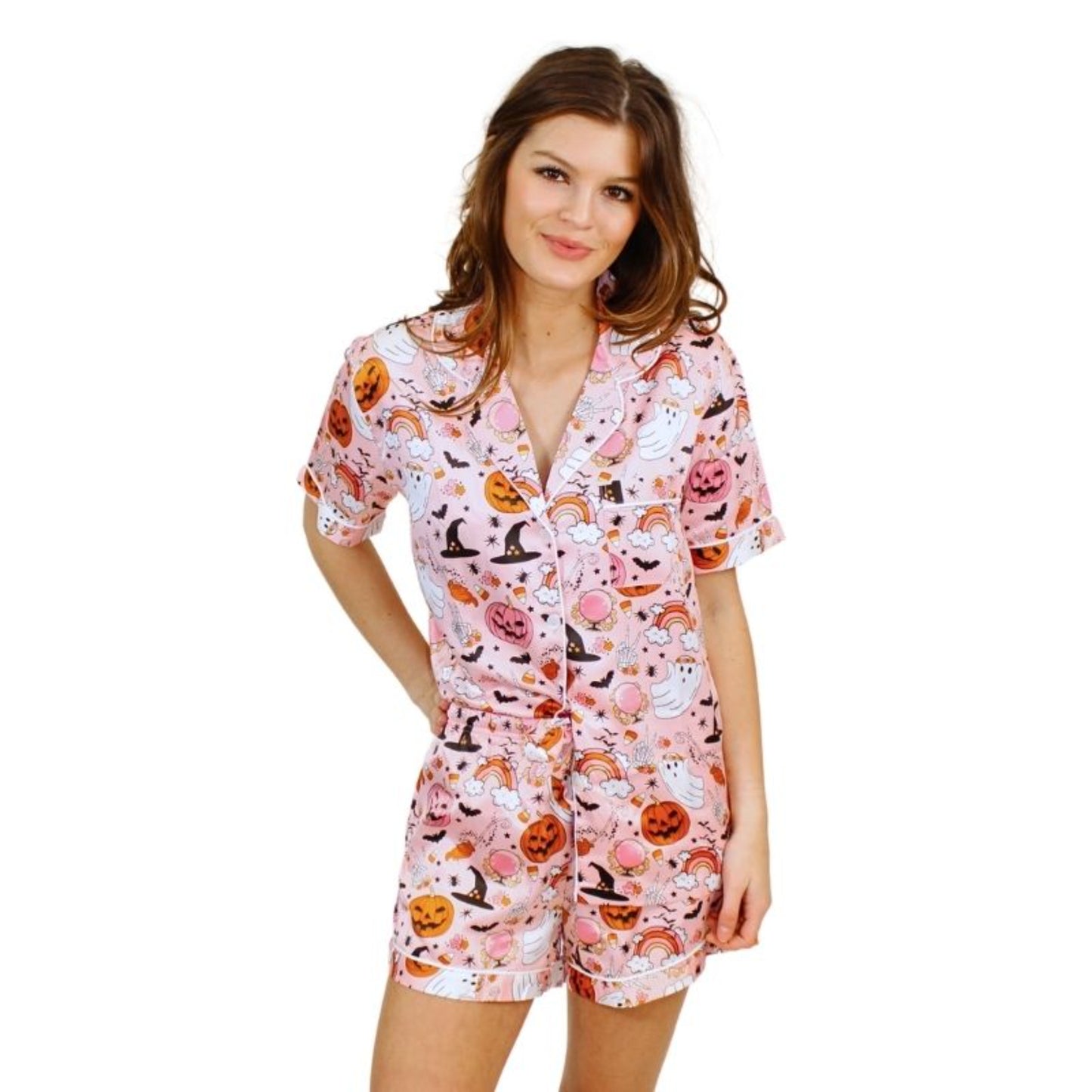 Spooky Season Satin Pajama Short Set XL