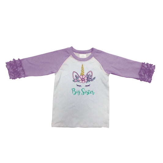 Kids Big Sister Unicorn 3/4 Sleeve T-Shirt M