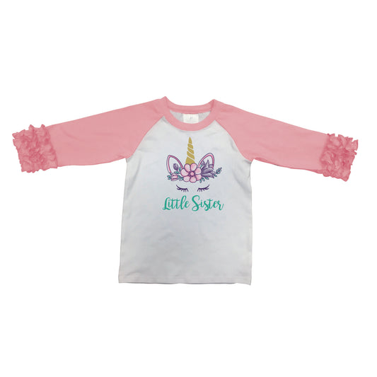Kids Little Sister Unicorn 3/4 Sleeve T-Shirt XL