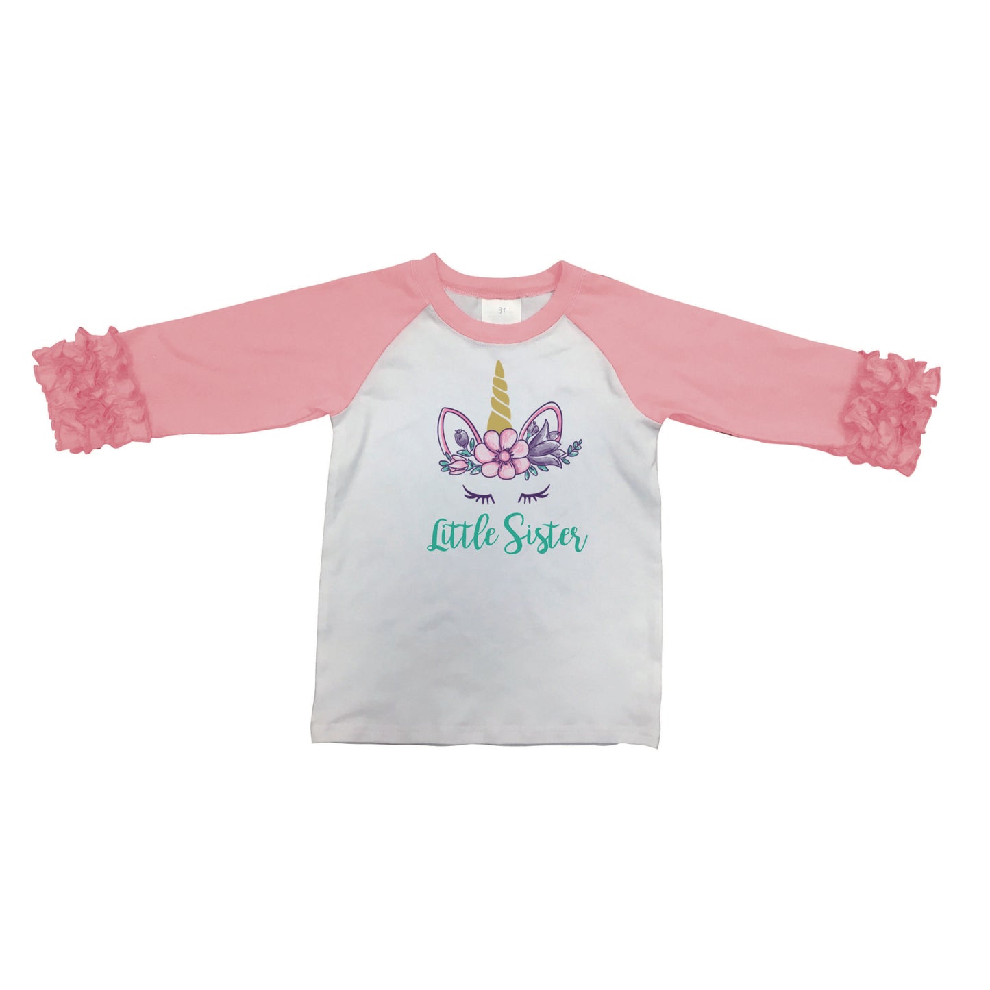 Kids Little Sister Unicorn 3/4 Sleeve T-Shirt M