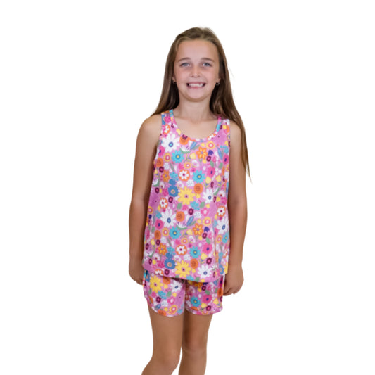Kids Fields of Flowers Tank Top Jammie Short Set S