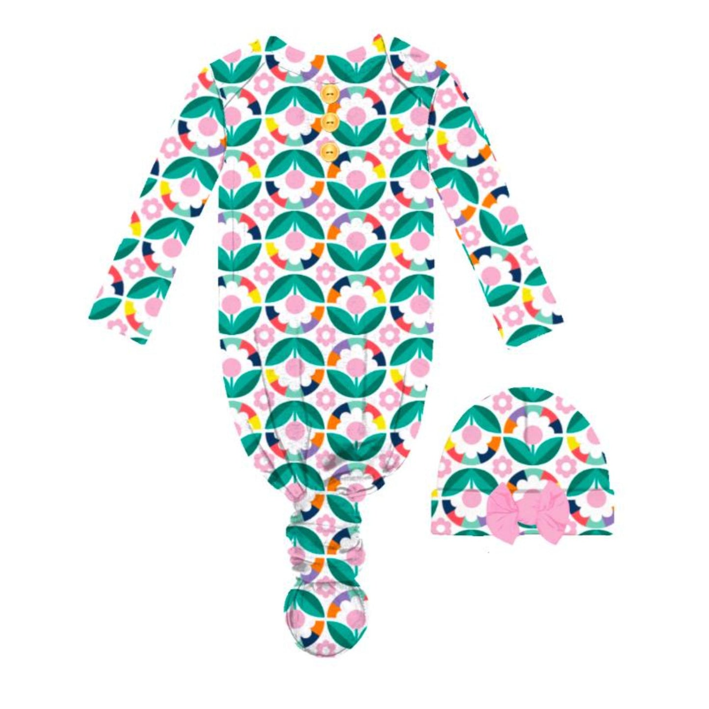 Kids Bloom Baby Gown and Beanie Set
