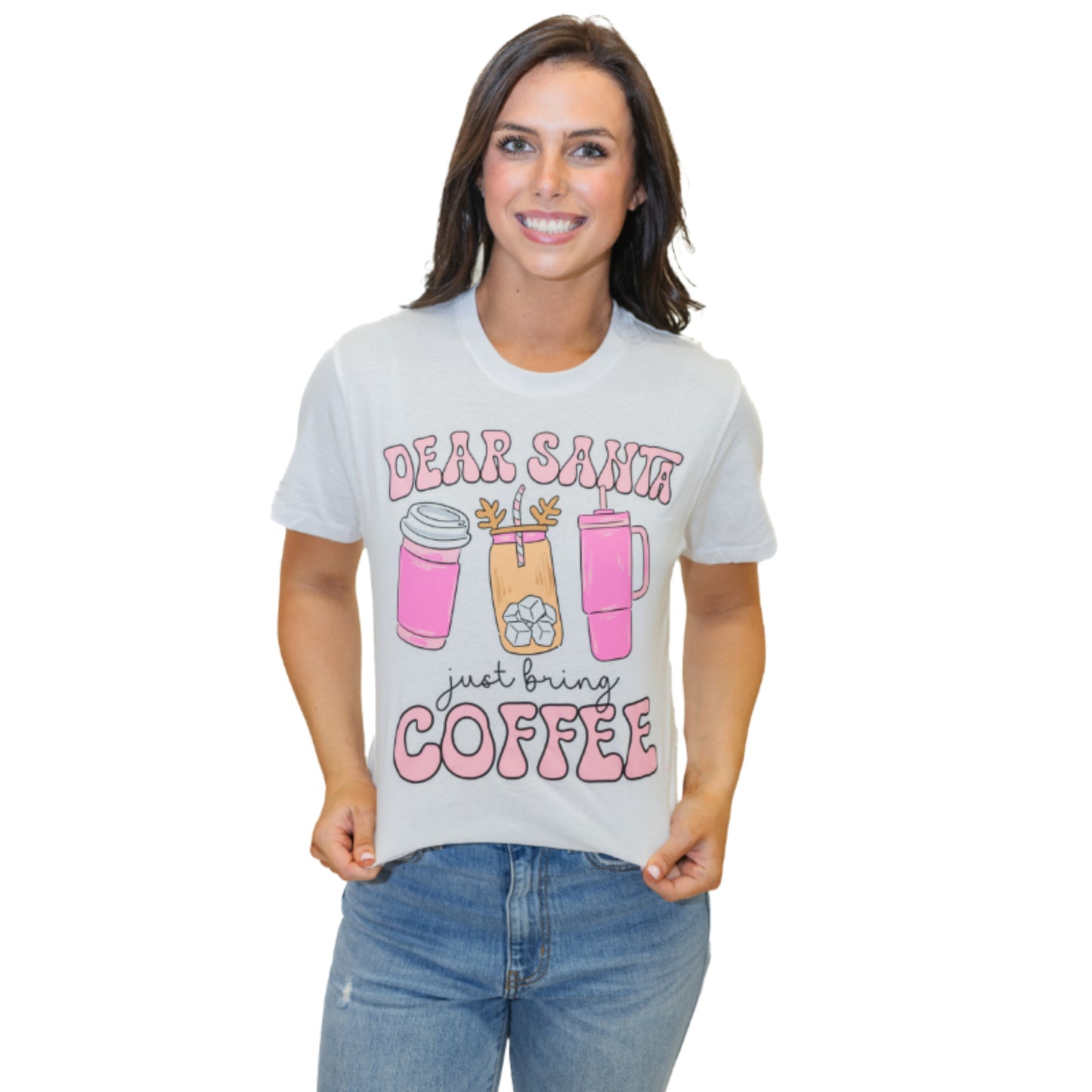 Dear Santa Just Bring Coffee Crew Neck T-Shirt