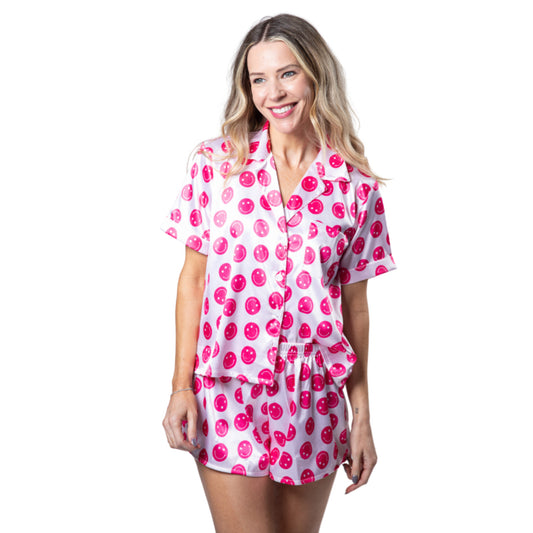 Sweet Smiles Satin Pajama Short Set