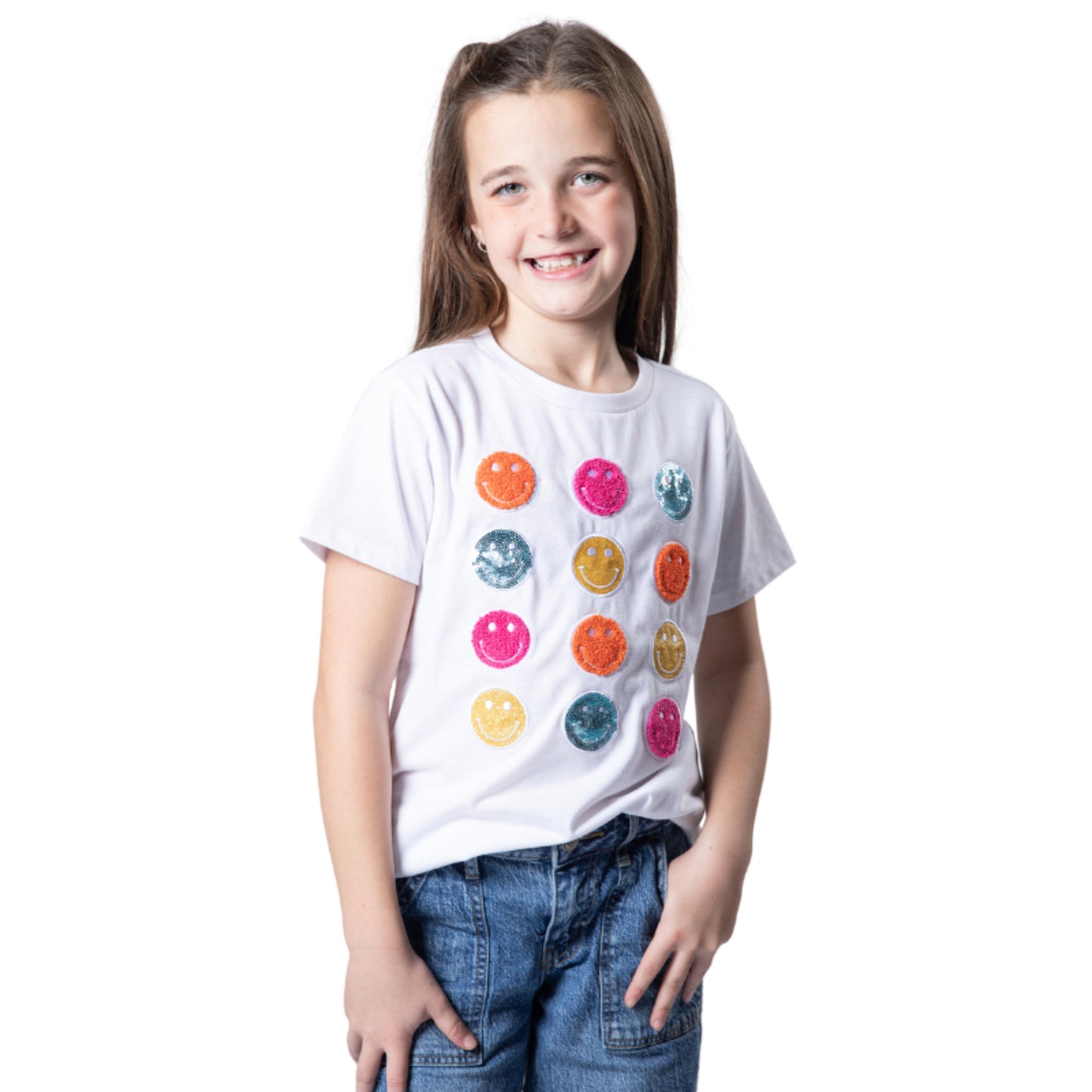 Kids All Smiles White Crew Neck T-Shirt S