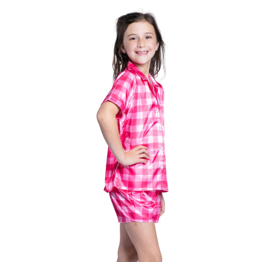 Kids Preppy Girl Satin Pajama Short Set S