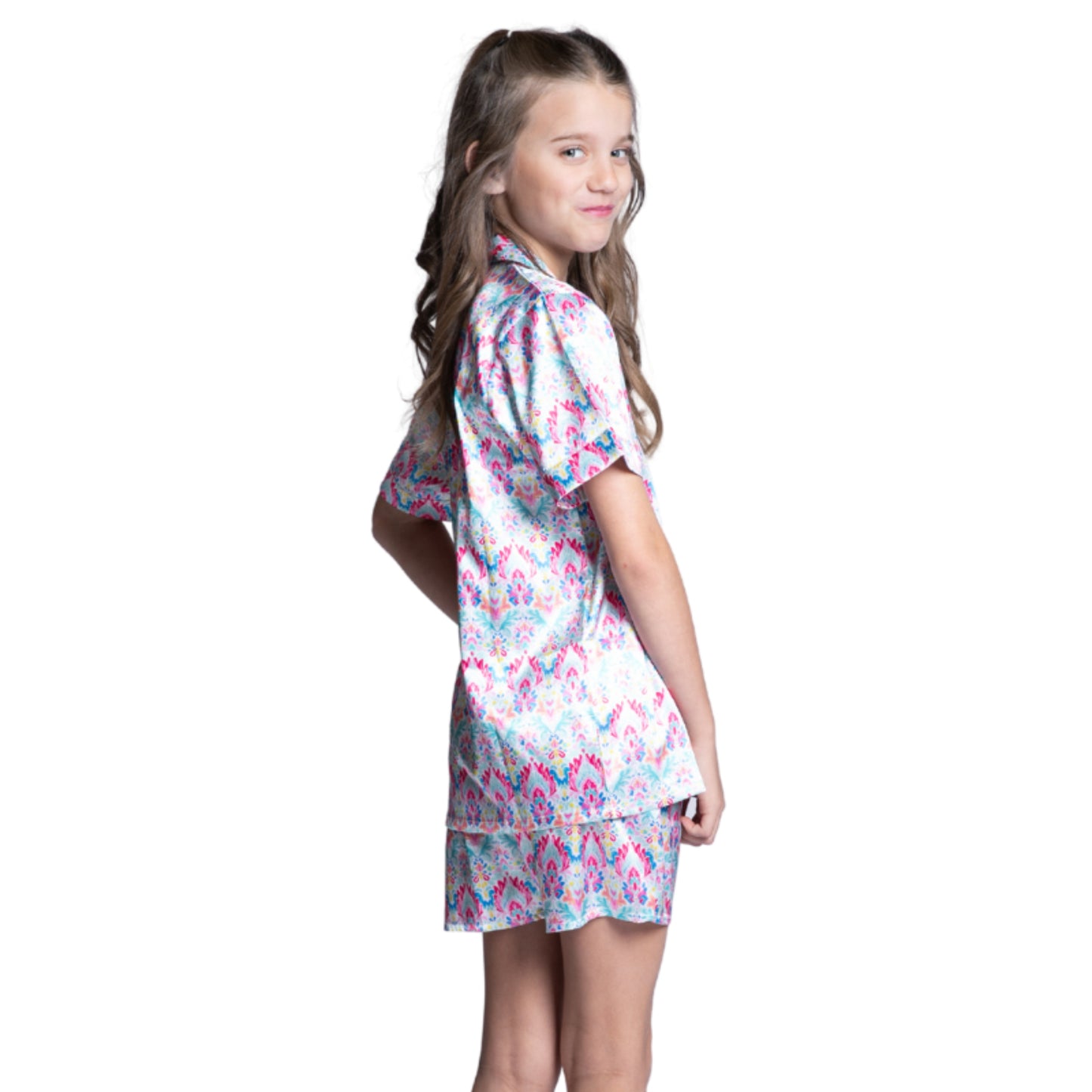 Kids Penelope Satin Pajama Short Set S
