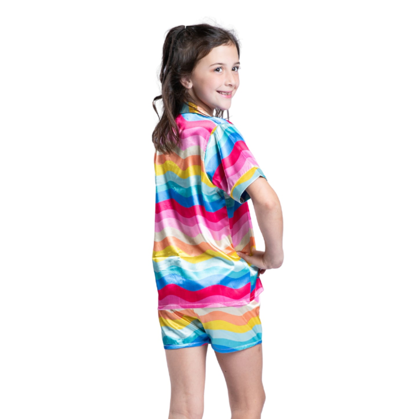 Kids Girly Pop Satin Pajama Short Set S