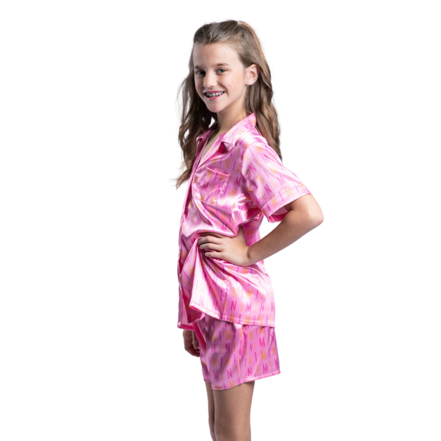 Kids Mini Satin Pajama Short Set S