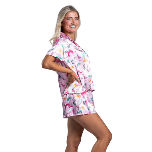 Roar Satin Pajama Short Set S