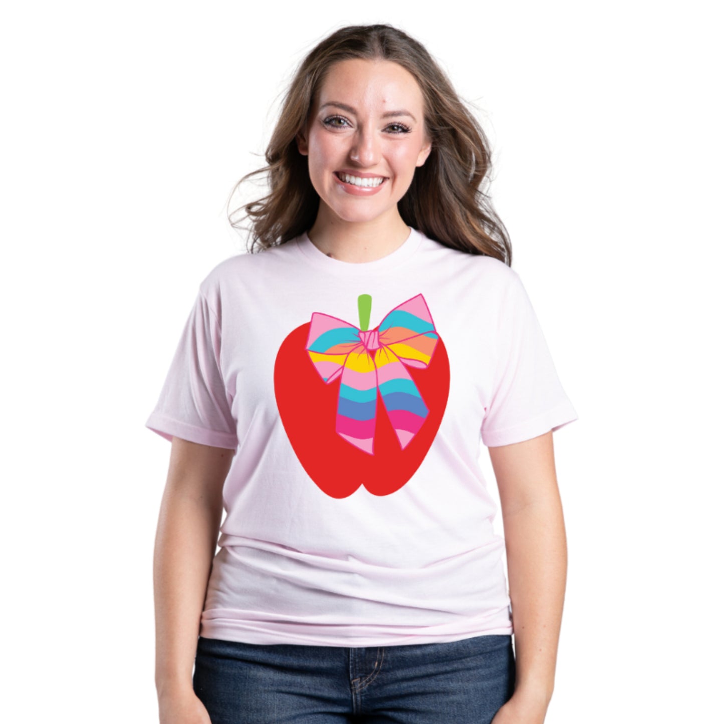 Apple with Bow Soft Pink T-Shirt S