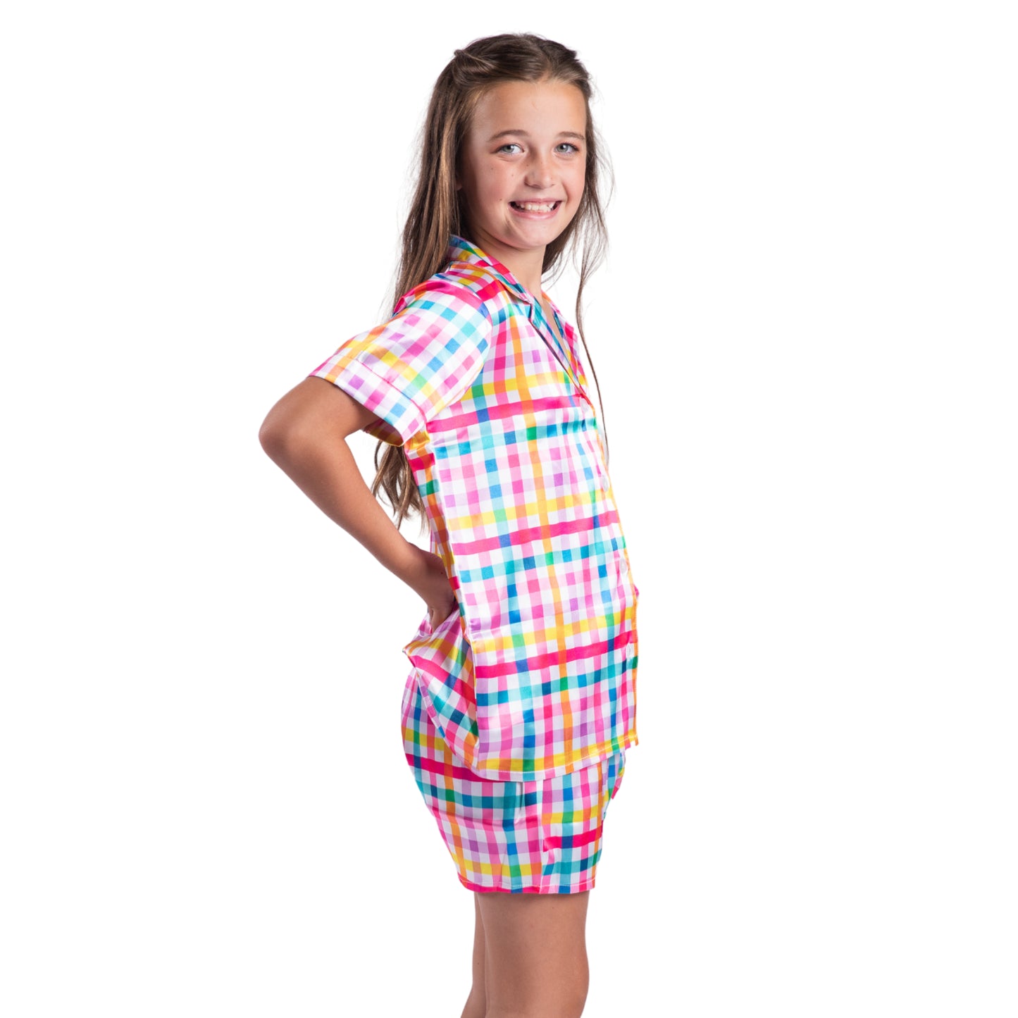 Kids Gingham Pajama Short Set S