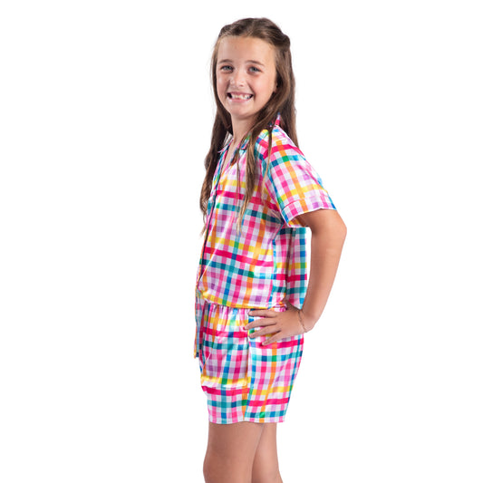 Kids Gingham Pajama Short Set S