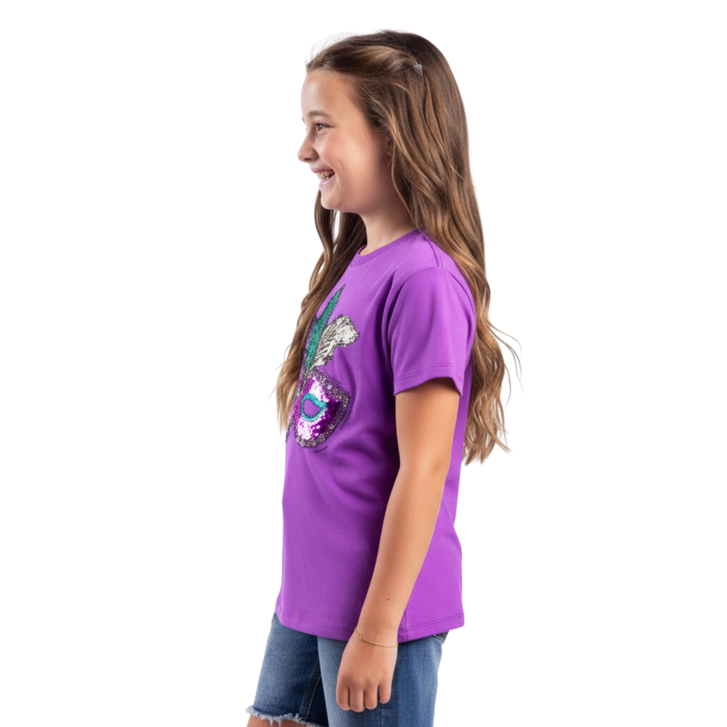 Kids Mardi Gras Purple Crew Neck Shirt - Carnival Celebration Tee