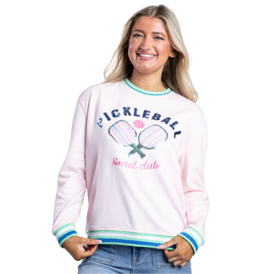 Pickleball Social Club Pink Crew Long Sleeve Sweatshirt S