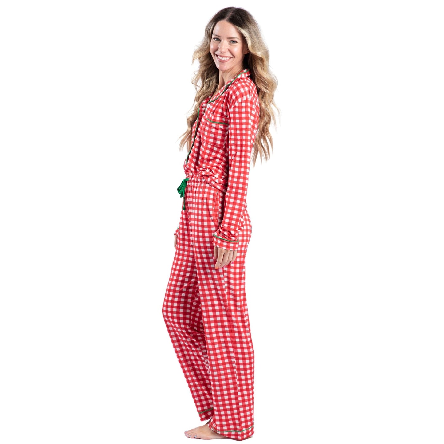 Peppermint Gingham Bamboo Pajama Pant Set S