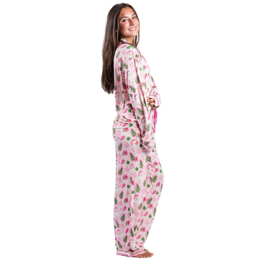 Pretty in Pinkmas Bamboo Pajama Pant Set S