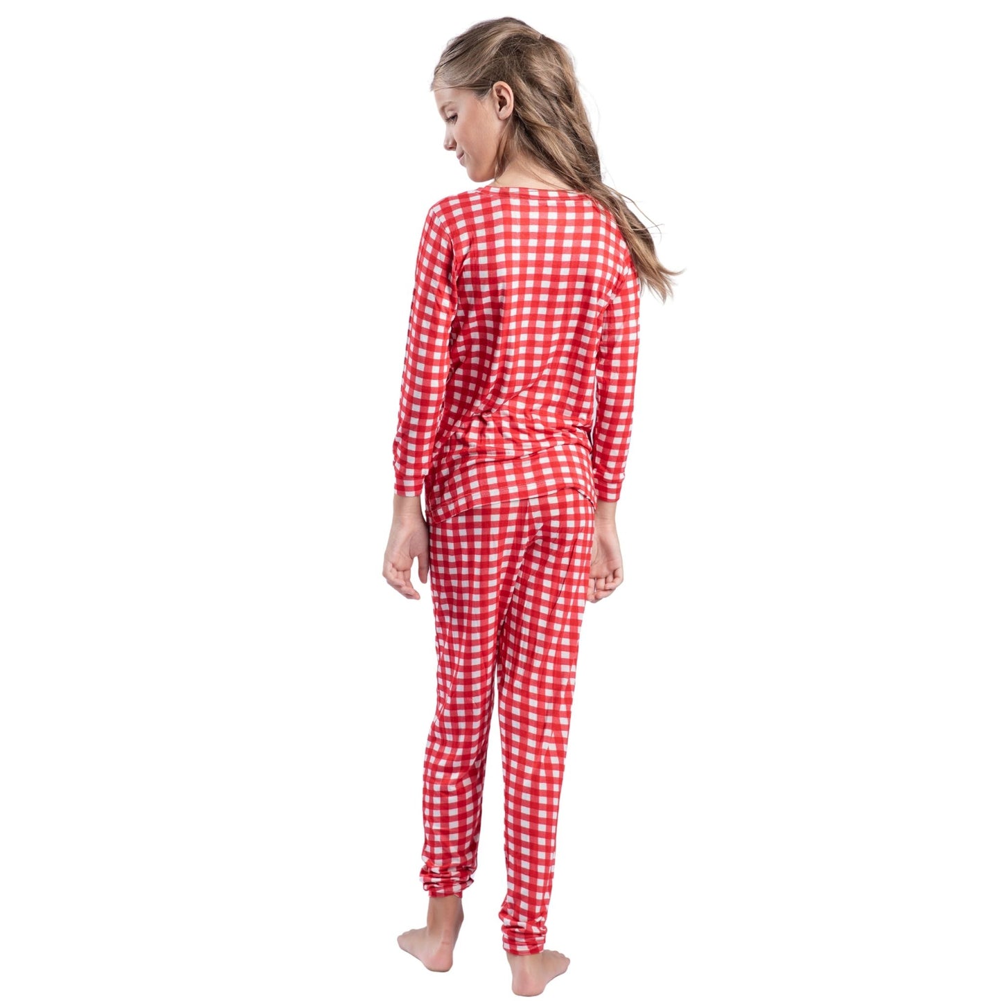 Kids Peppermint Gingham Bamboo Jogger Set S