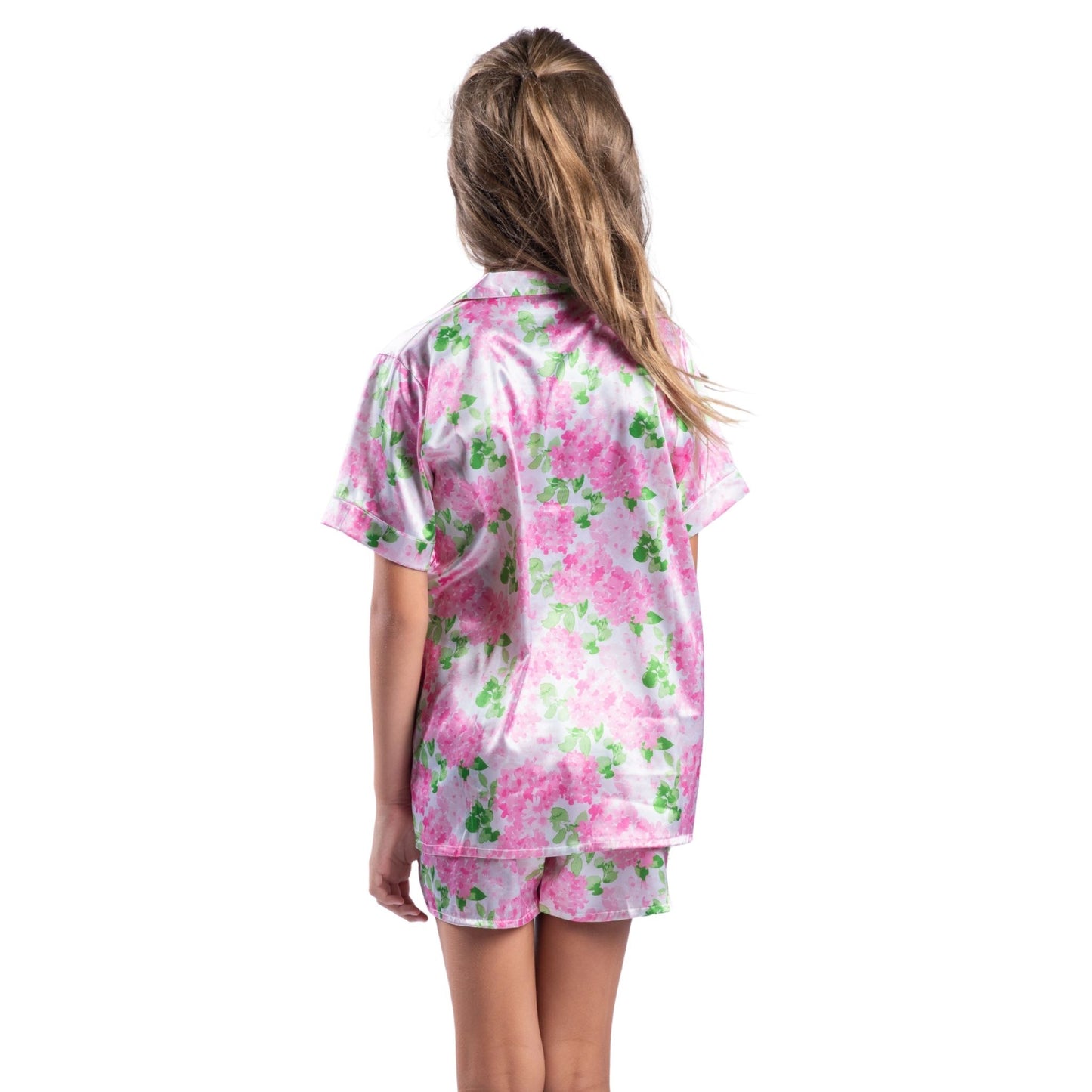Kids Darling Hydrangea Satin Pajama Short Set S