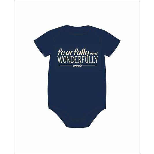 Kids Fearfully And Wonderfully Made Navy Baby Onesie 12MO