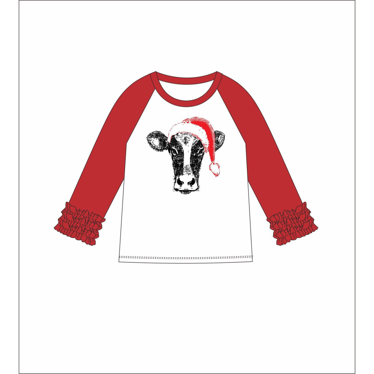 Kids Santa Cow 3/4 Sleeve T-Shirt M