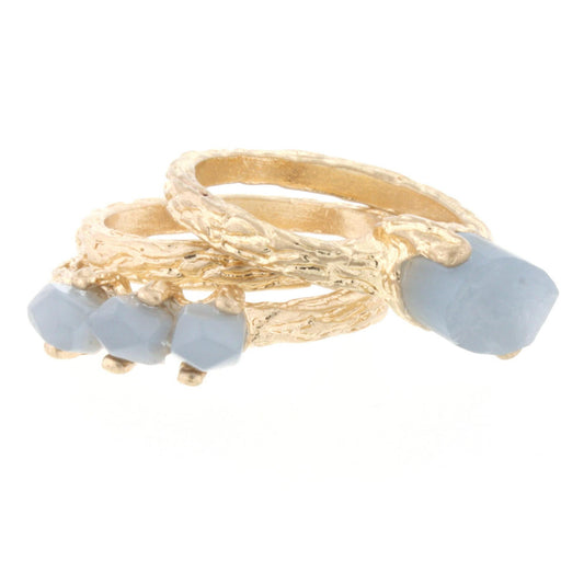 Grey Triple Band Druzy Ring