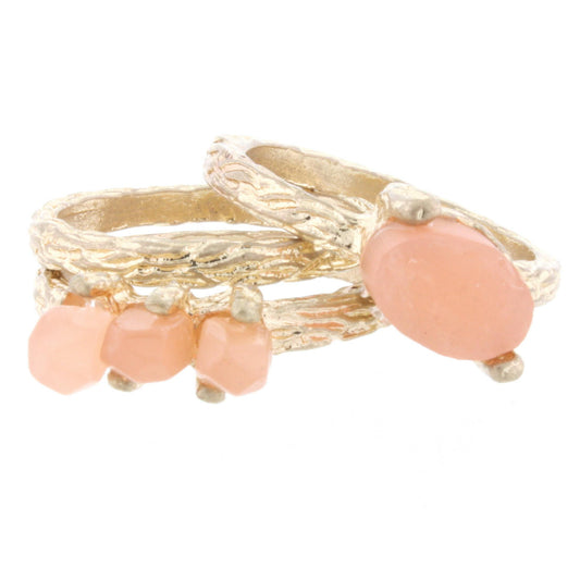 Peach Triple Band Druzy Ring