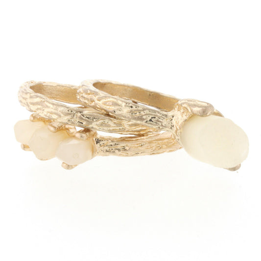 White Triple Band Druzy Ring