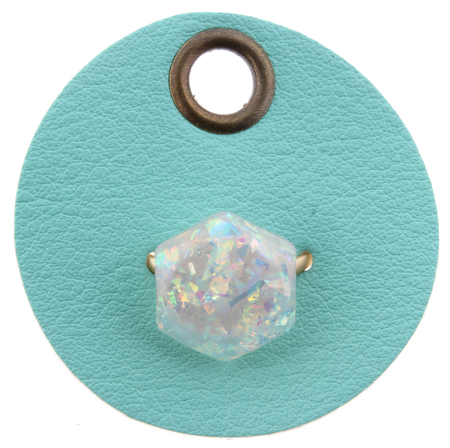 AB Confetti Hexagon Adjustable Gold Ring