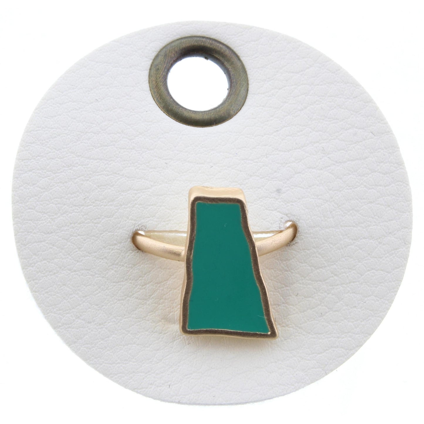 Teal Pentagon Adjustable Gold Ring