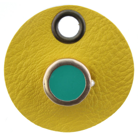 Teal Round Adjustable Gold Ring