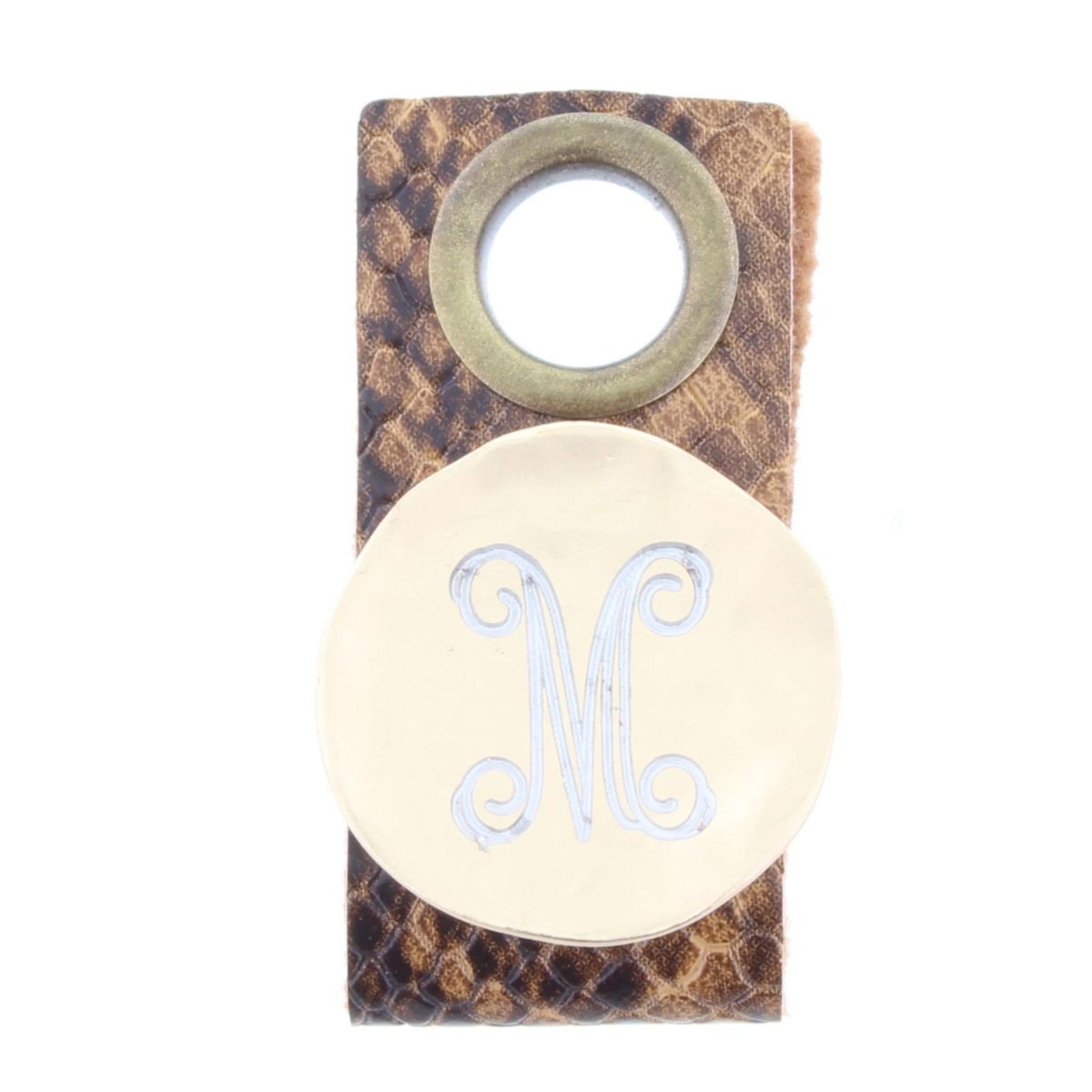 "M" Engraved Initial Gold Disk Adjustable Ring